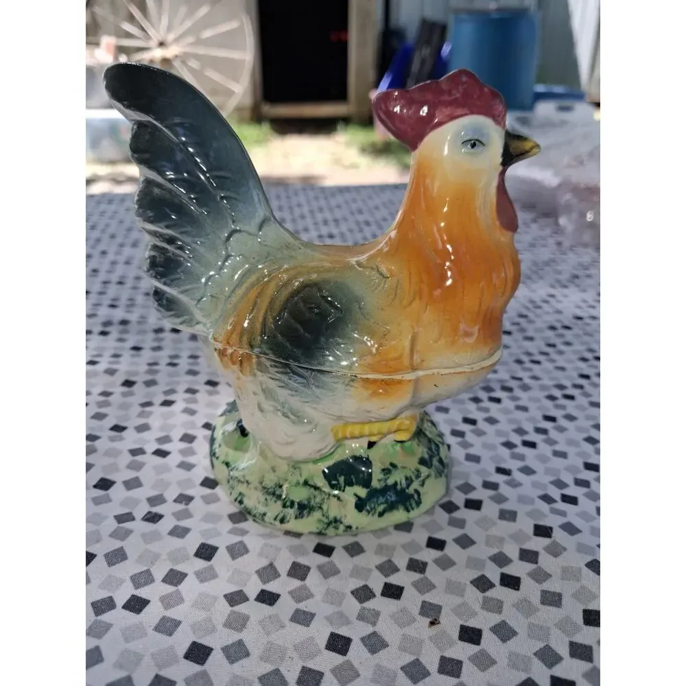 VINTAGE JAPAN Ceramic Rooster Sugar Bowl Hand Painted